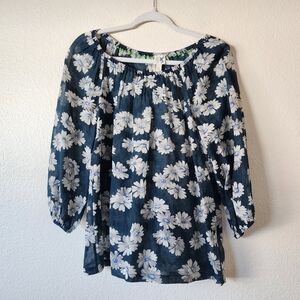 Anthropologie Edme & Esyllte Blue Floral Blouse S